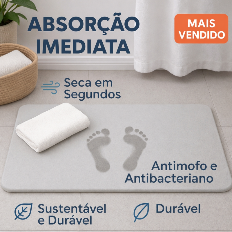 Tapete de Pedra Diatomita Absorvente Antiderrapante